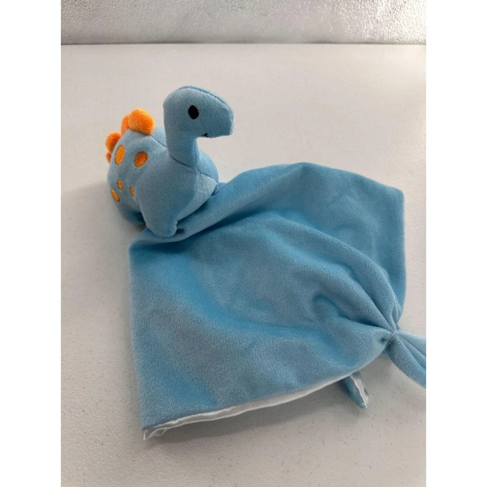 Pro Goleem Blue Dinosaur Baby‎ Lovey Security Blanket Satin Backing Knotted Ends